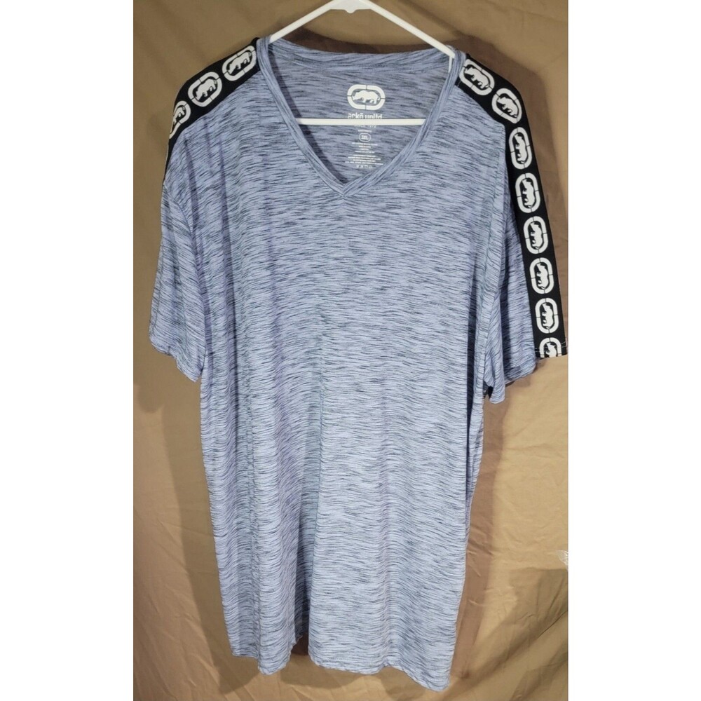 Y2K Ecko Unltd Mens 3XL Blue V Neck T Shirt Short Sleeve Soft Casual Streetwear